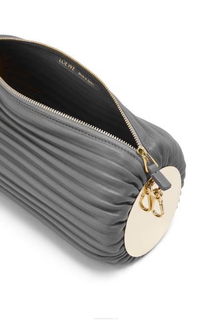 Asphalt Grey Bracelet pouch in nappa calfskin and brass Loewe 84PR622 Women