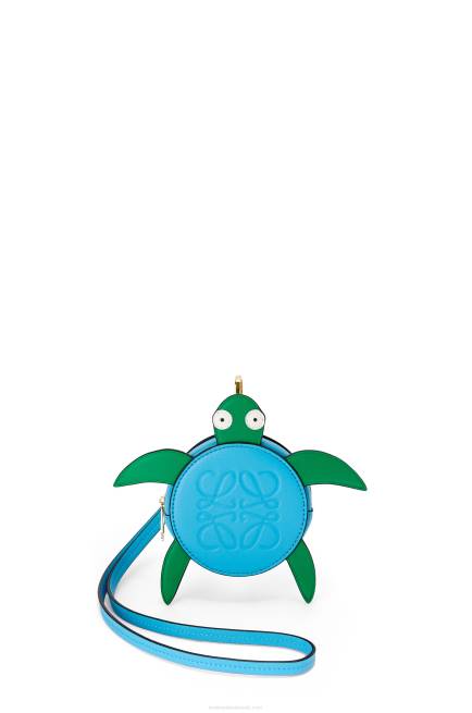 Blue/Green Turtle Cookie pouch in classic calfskin Loewe 84PR617 Women