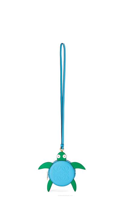 Blue/Green Turtle Cookie pouch in classic calfskin Loewe 84PR617 Women