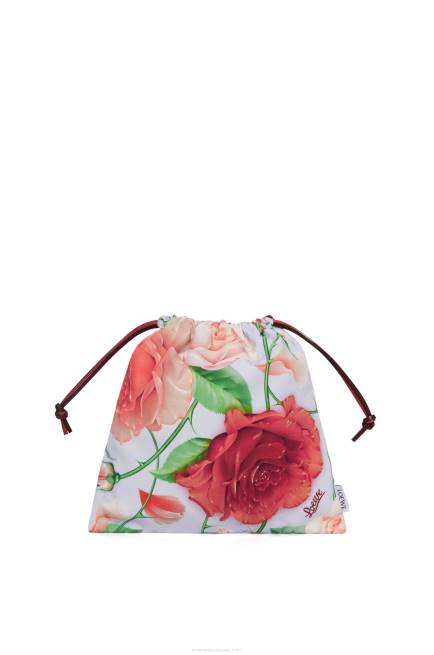 Blue Lilac Roses drawstring pouch in canvas Loewe 84PR587 Women