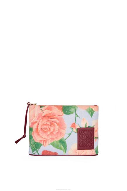 Blue Lilac Roses oblong pouch in denim Loewe 84PR584 Women