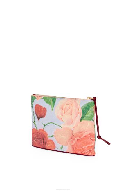 Blue Lilac Roses oblong pouch in denim Loewe 84PR584 Women