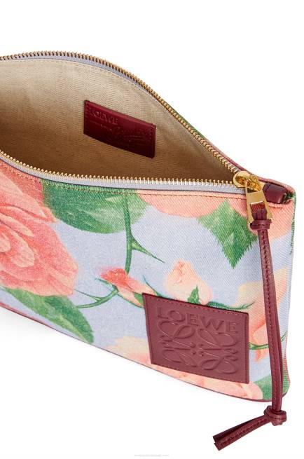 Blue Lilac Roses oblong pouch in denim Loewe 84PR584 Women