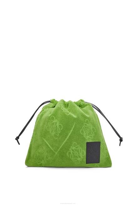 Green Drawstring pouch in cotton towelling Loewe 84PR582 Women