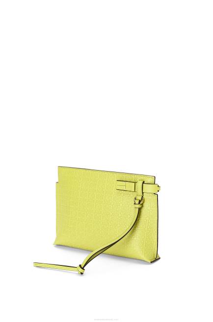 Lime Yellow Mini Repeat T Pouch in embossed silk calfskin Loewe 84PR556 Women