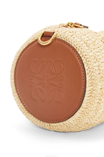 Natural/Tan Bracelet pouch in raffia and calfskin Loewe 84PR378 Women