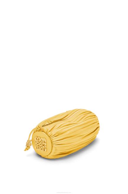 Pale Yellow Glaze Bracelet Pouch in pleated nappa Loewe 84PR602 Women