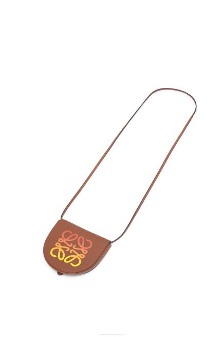 Tan Small Anagram Heel pouch in classic calfskin Loewe 84PR619 Women
