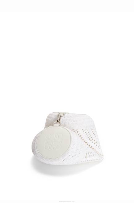 White Bracelet pouch in raffia and calfskin Loewe 84PR377 Women