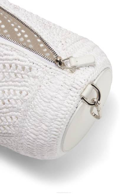 White Bracelet pouch in raffia and calfskin Loewe 84PR377 Women