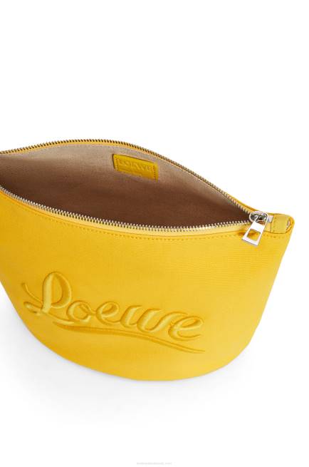 Yellow Cosmetic pouch in canvas and calfskin Loewe 84PR593 Women