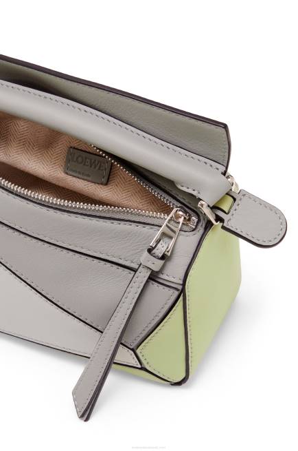 Ash Grey/Light Celadon Mini Puzzle bag in classic calfskin Loewe 84PR257 Women