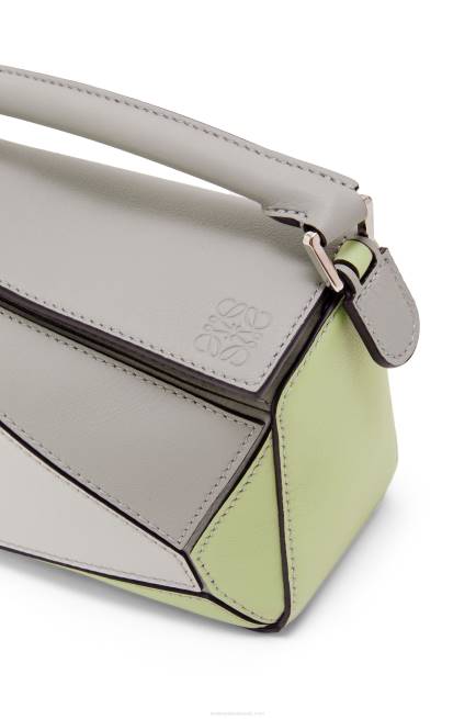 Ash Grey/Light Celadon Mini Puzzle bag in classic calfskin Loewe 84PR257 Women