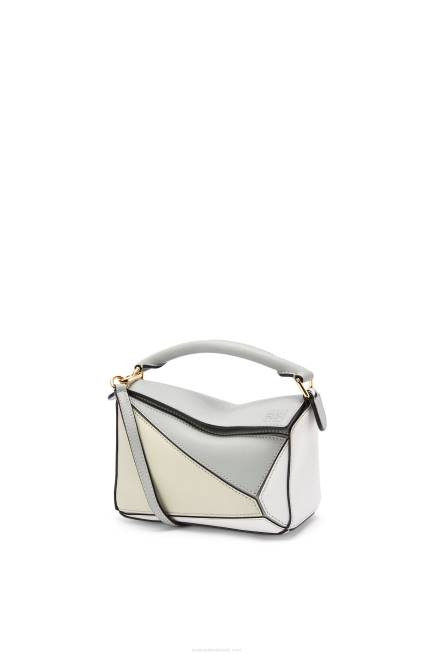 Ash Grey/Marble Green Mini Puzzle bag in classic calfskin Loewe 84PR288 Women