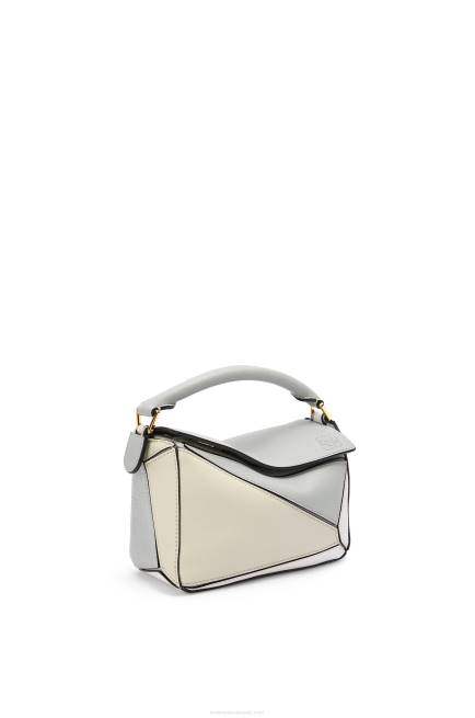 Ash Grey/Marble Green Mini Puzzle bag in classic calfskin Loewe 84PR288 Women