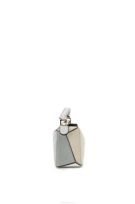 Ash Grey/Marble Green Mini Puzzle bag in classic calfskin Loewe 84PR288 Women