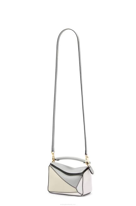 Ash Grey/Marble Green Mini Puzzle bag in classic calfskin Loewe 84PR288 Women