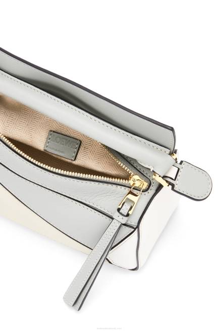Ash Grey/Marble Green Mini Puzzle bag in classic calfskin Loewe 84PR288 Women