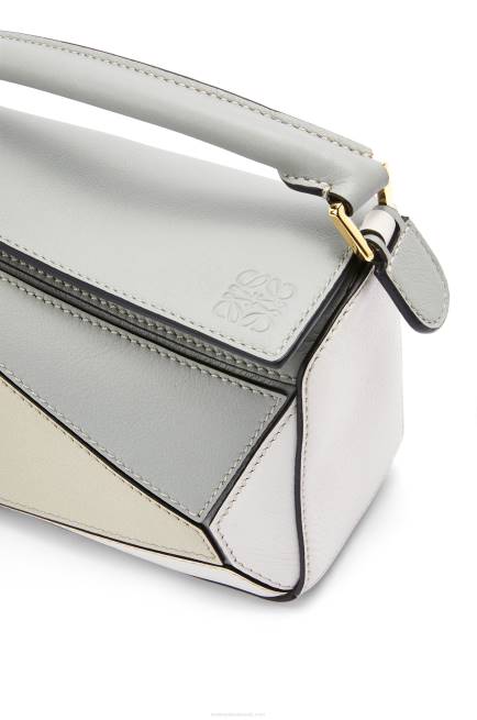 Ash Grey/Marble Green Mini Puzzle bag in classic calfskin Loewe 84PR288 Women