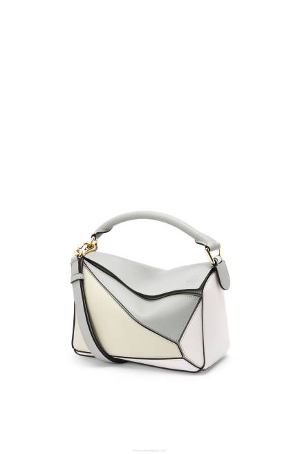 Ash Grey/Marble Green Small Puzzle bag in classic calfskin Loewe 84PR516 Women