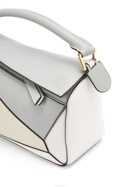 Ash Grey/Marble Green Small Puzzle bag in classic calfskin Loewe 84PR516 Women