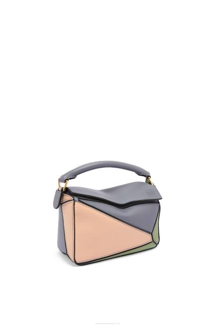 Asphalt Grey/Nude Mini Puzzle bag in classic calfskin Loewe 84PR284 Women