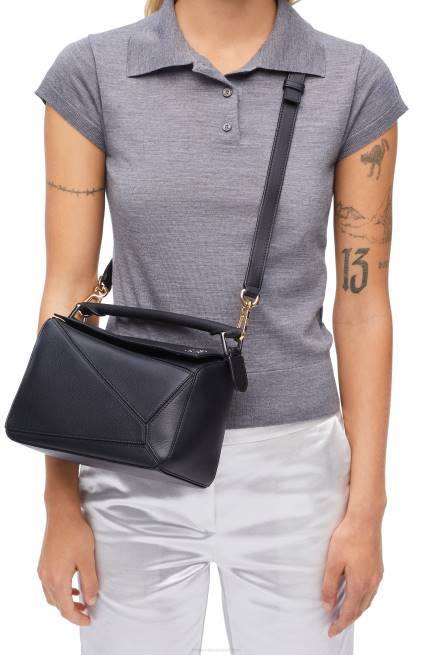 Black Small Puzzle bag in classic calfskin Loewe 84PR478 Women