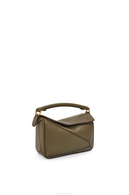 Dark Khaki Green Mini Puzzle bag in classic calfskin Loewe 84PR202 Women
