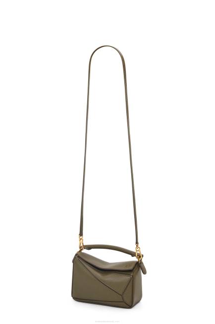 Dark Khaki Green Mini Puzzle bag in classic calfskin Loewe 84PR202 Women