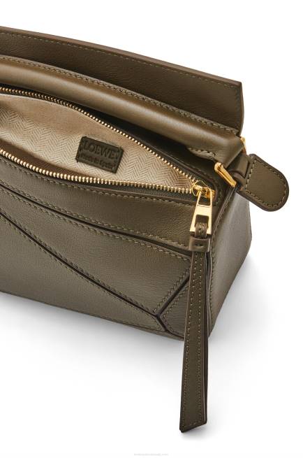 Dark Khaki Green Mini Puzzle bag in classic calfskin Loewe 84PR202 Women