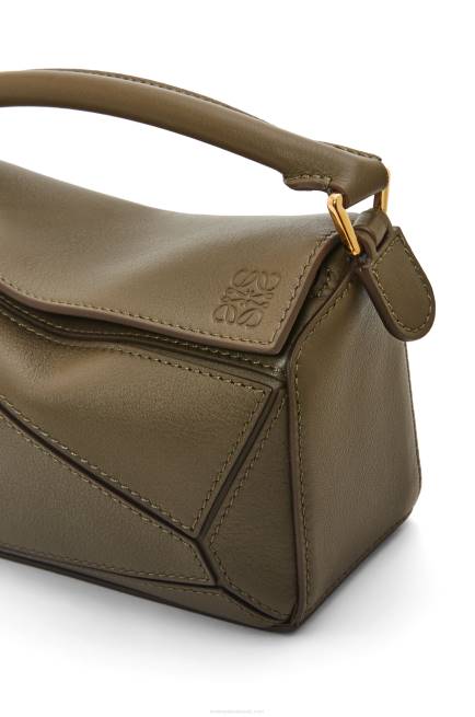 Dark Khaki Green Mini Puzzle bag in classic calfskin Loewe 84PR202 Women