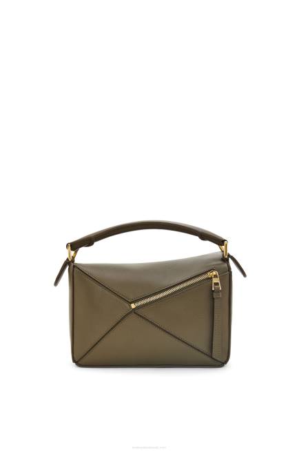 Dark Khaki Green Small Puzzle bag in classic calfskin Loewe 84PR542 Women