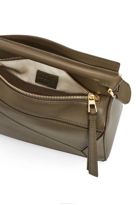 Dark Khaki Green Small Puzzle bag in classic calfskin Loewe 84PR542 Women