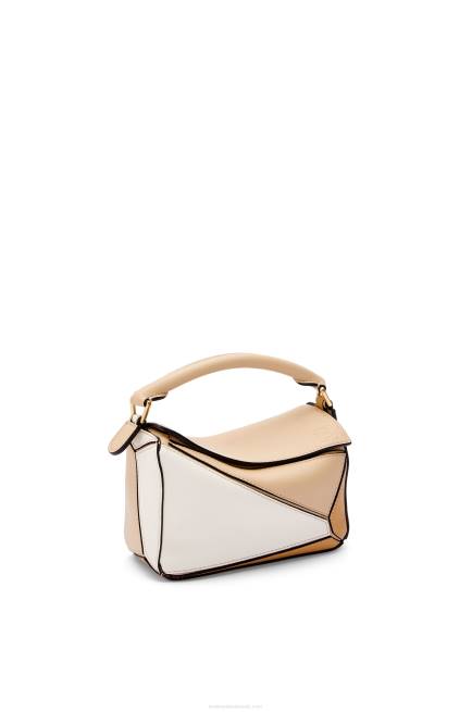 Dusty Beige/Soft White Mini Puzzle bag in classic calfskin Loewe 84PR233 Women