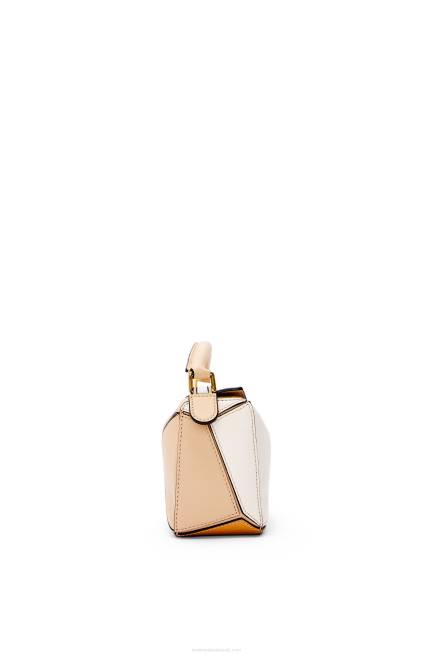 Dusty Beige/Soft White Mini Puzzle bag in classic calfskin Loewe 84PR233 Women