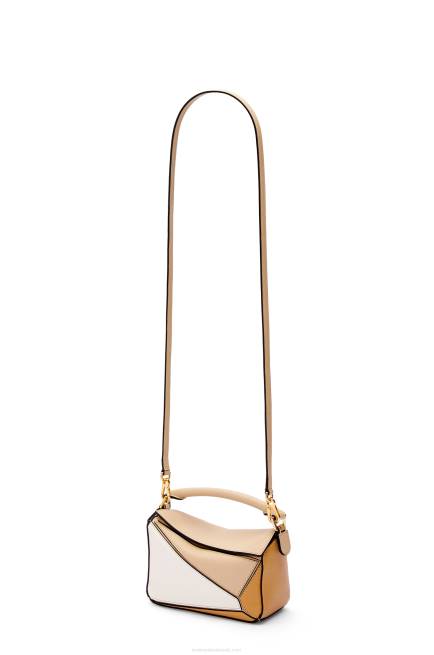 Dusty Beige/Soft White Mini Puzzle bag in classic calfskin Loewe 84PR233 Women