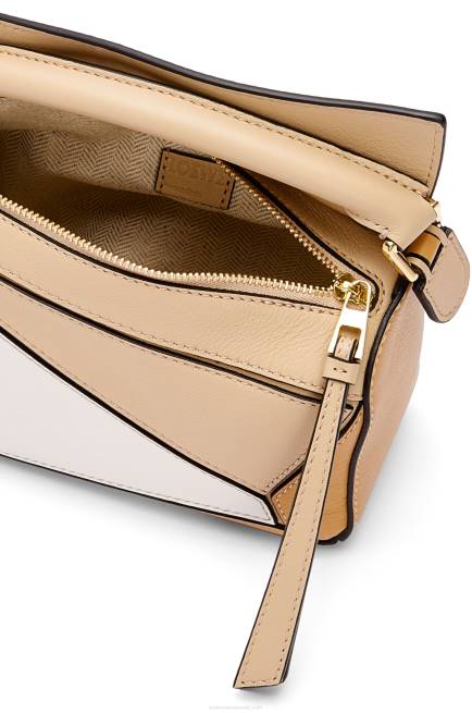 Dusty Beige/Soft White Mini Puzzle bag in classic calfskin Loewe 84PR233 Women