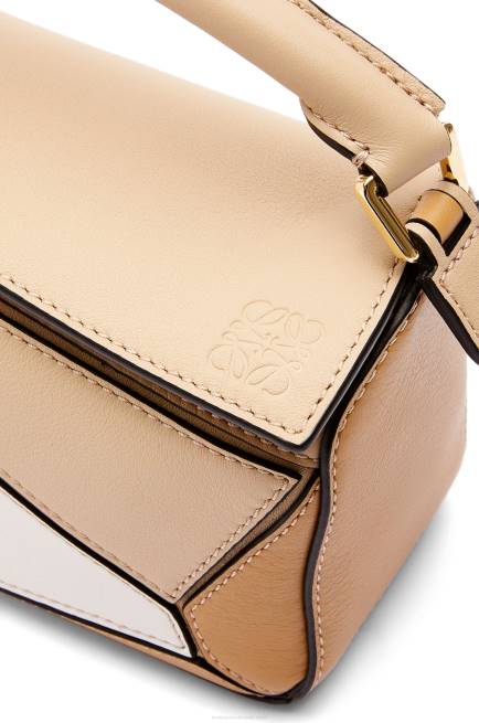 Dusty Beige/Soft White Mini Puzzle bag in classic calfskin Loewe 84PR233 Women