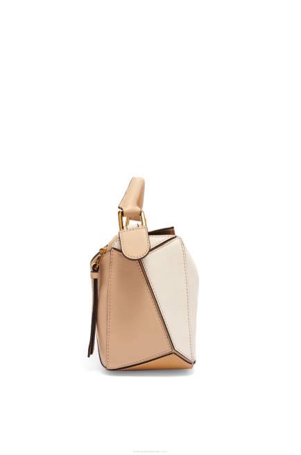 Dusty Beige/Soft White Small Puzzle bag in classic calfskin Loewe 84PR396 Women