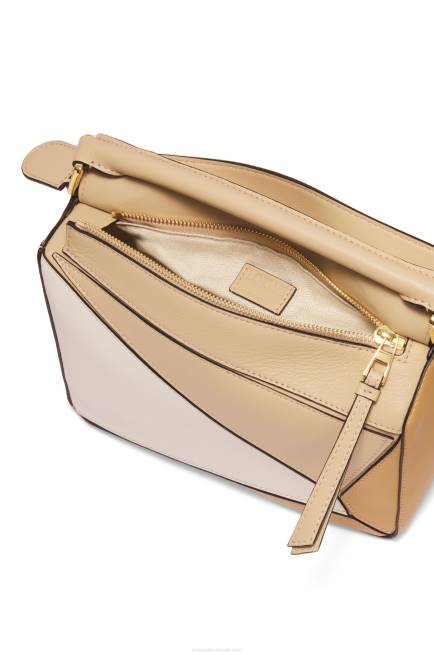 Dusty Beige/Soft White Small Puzzle bag in classic calfskin Loewe 84PR396 Women