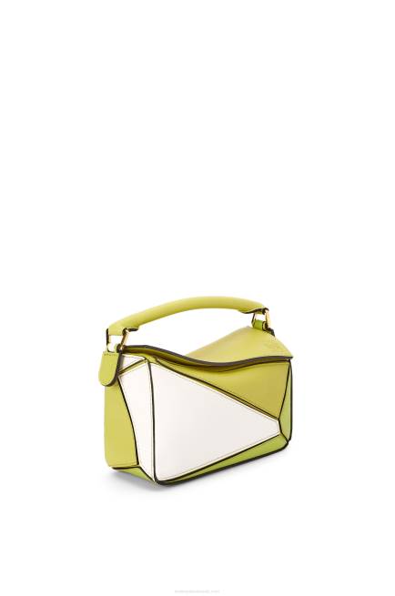Lime Yellow/White Mini Puzzle bag in classic calfskin Loewe 84PR286 Women