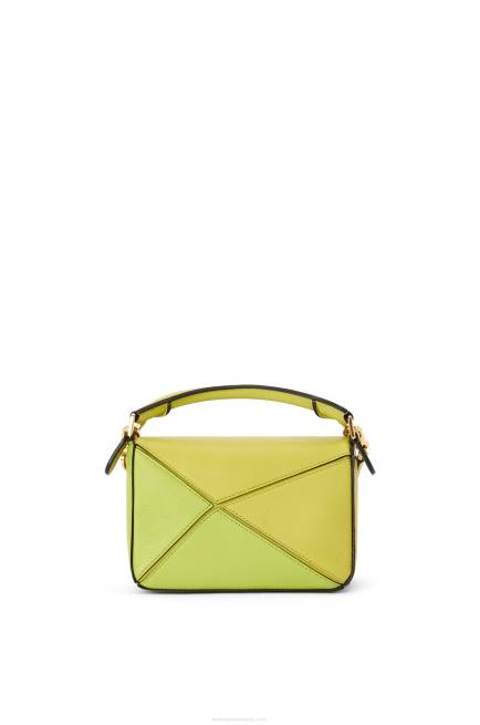 Lime Yellow/White Mini Puzzle bag in classic calfskin Loewe 84PR286 Women