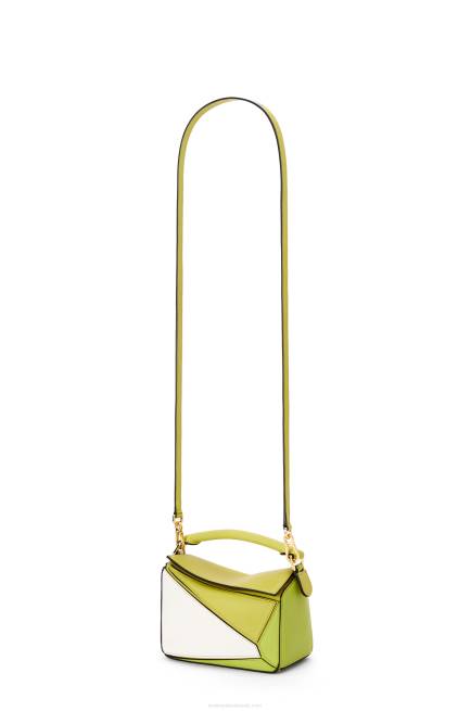 Lime Yellow/White Mini Puzzle bag in classic calfskin Loewe 84PR286 Women
