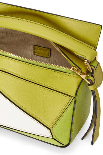 Lime Yellow/White Mini Puzzle bag in classic calfskin Loewe 84PR286 Women
