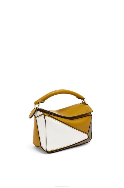 Ochre/Soft White Mini Puzzle bag in classic calfskin Loewe 84PR277 Women