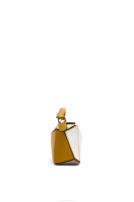 Ochre/Soft White Mini Puzzle bag in classic calfskin Loewe 84PR277 Women