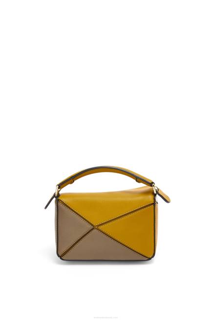 Ochre/Soft White Mini Puzzle bag in classic calfskin Loewe 84PR277 Women