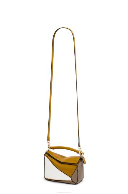 Ochre/Soft White Mini Puzzle bag in classic calfskin Loewe 84PR277 Women