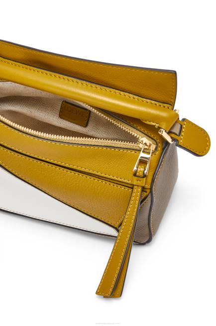 Ochre/Soft White Mini Puzzle bag in classic calfskin Loewe 84PR277 Women