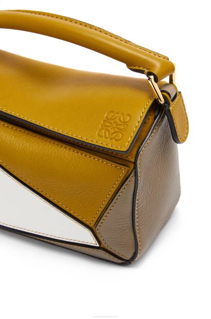 Ochre/Soft White Mini Puzzle bag in classic calfskin Loewe 84PR277 Women
